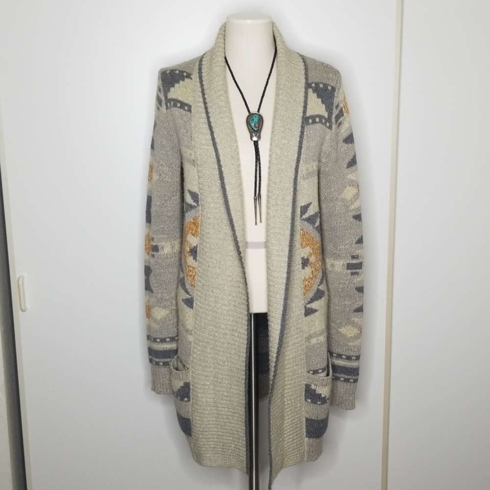Lucky Brand Long Aztec Open Cardigan size medium